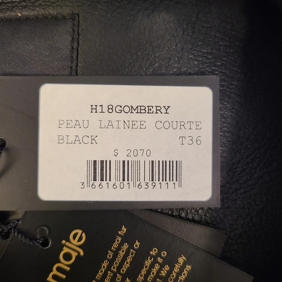 Maje Gombery Lamb Leather & Sheep Shearling Moto Jacket -NWT - Picture 9 of 10